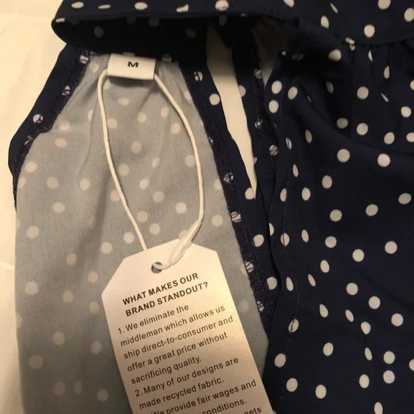 Blue Polka Dot Halter Dress - Picture 4 of 4